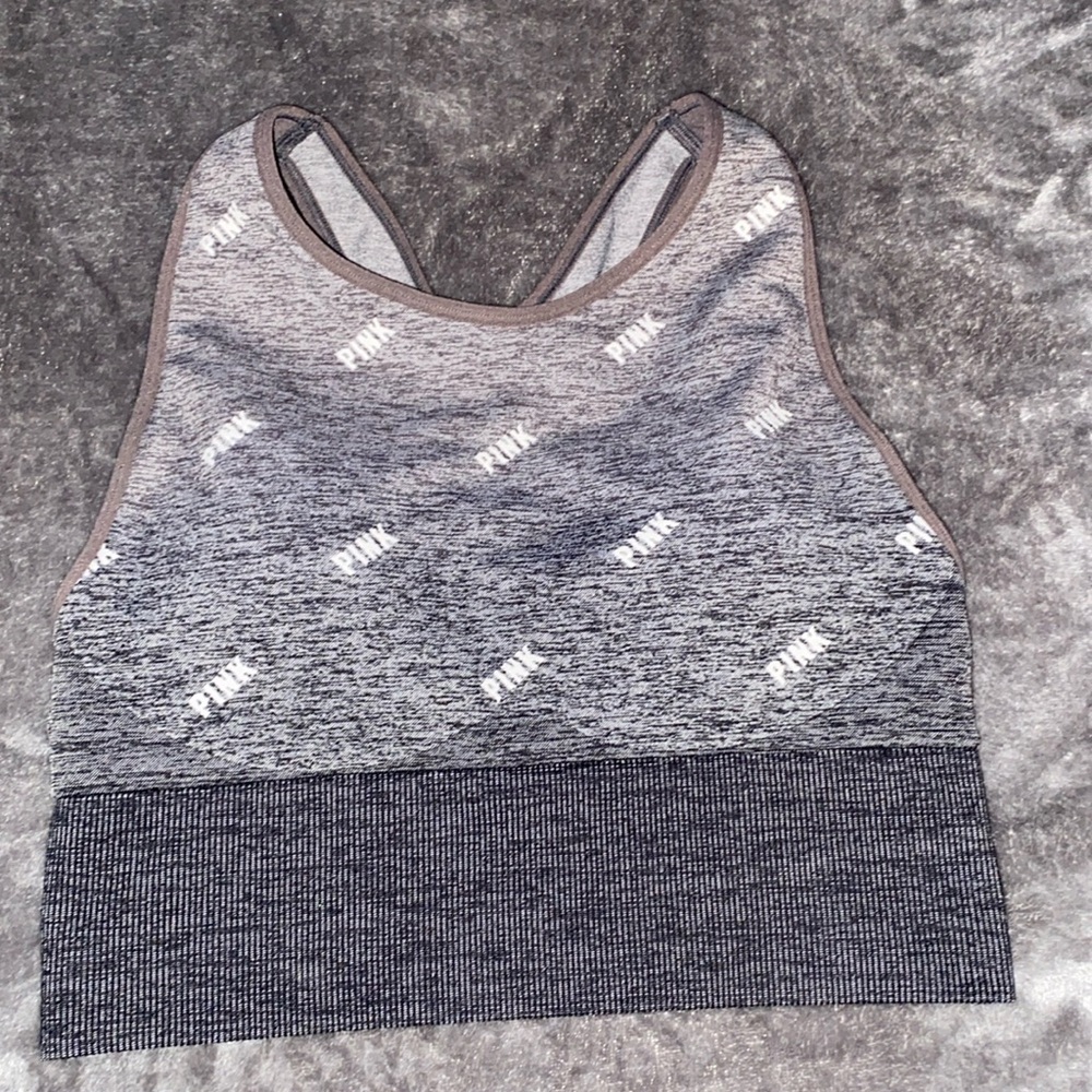 PINK Active Seamless Lightly Lined & Padded Sports Bra Gray Size Medium